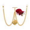 Gold Colour Double Albert Pocket Watch Chain With Locket Pendant