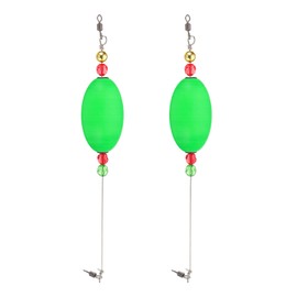 PATIKIL Fishing Floats Rigs 10 Inch, 2 Pack Oval Fishing Bobbers Popping Corks Float Weighted Bobbers Fishing Tackle with Copper Beads for Saltwater Freshwater Fishing Tackle, Green