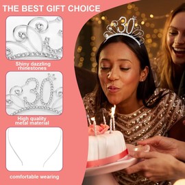 KOQAIIZ 30th Birthday Sash and Birthday Crown, 30th Birthday Gift, Rose Gold Birthday Sash Tiara Crown, 30th Birthday for Princess Party Lady Birthday Party and Decoration