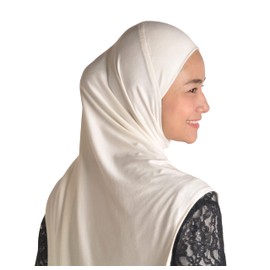Mu Lan Legend Handmade | Muberra Instant Hijab | One Piece Easy Slip On Practical and Comfortable (White)