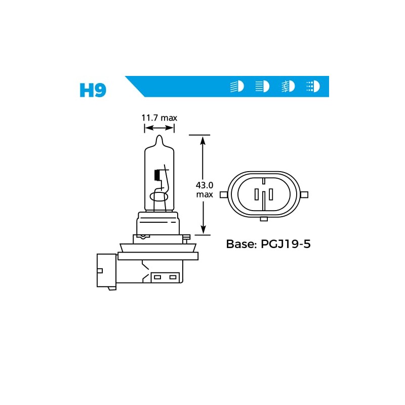 Simply S709 H9 Car Headlight Bulb, 12V, 65W, Comply with