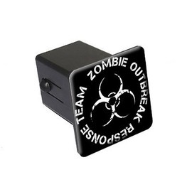 Graphics and More Zombie Outbreak Response Team White On Black - 2" Tow Trailer Hitch Cover Plug Insert