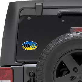 Sticker Sector Oval Ukraine Flag UA Coat Arms Sticker - Car Truck Vinyl Window Decal US1027