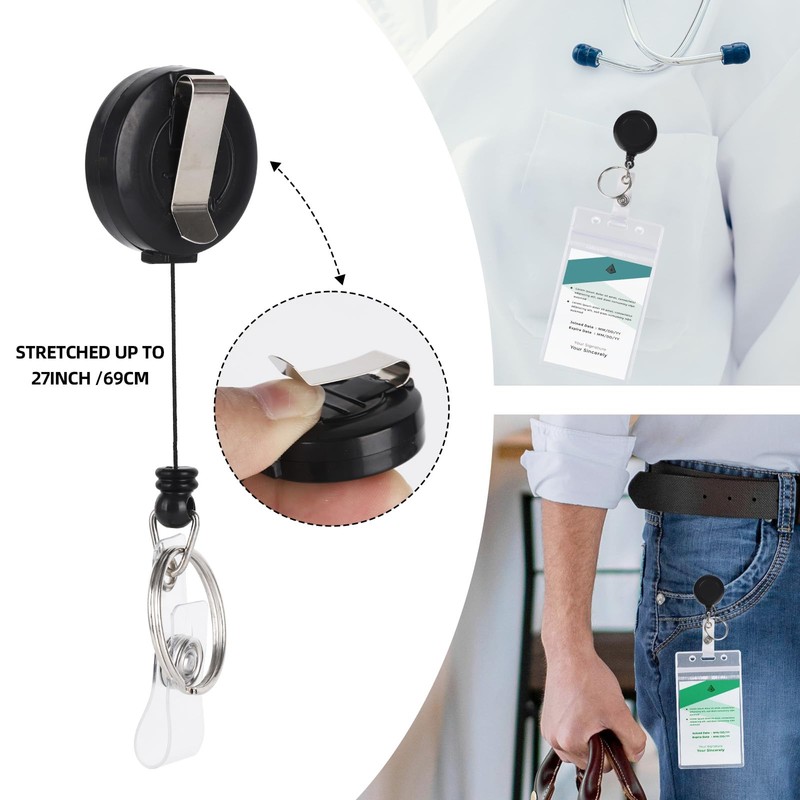 BTYMS 6 Pcs ID Card Holder Set 25-Inch Lanyard +