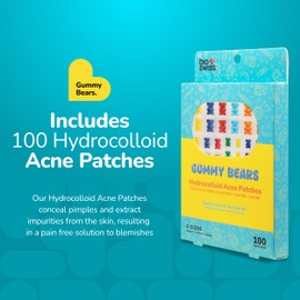 BioSwiss Pimple Patches, Gummy Bears Patch for Zits and Blemishes, Hydrocolloid Spot Stickers for Face and Skin, 100 Count