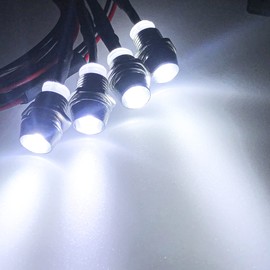 2Pack HIRCQOO 4LED RC Car LED Light Headlights Taillight Lighting with JR Y Cable Compatible with Traxxas HSP Tamiya Redcat RC4WD Axial SCX10 Kyosho Arrma 1/8 1/10 1/12 RC Car Truck Crawler (4White)