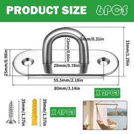 Stainless Steel Ceiling Hook, Ceiling Hook, Ceiling Hook, Heavy Duty, Ceiling Bracket, Punch Bag Holder, Swing Hook, Mounting Ceiling Bracket, for Hanging Chair, Hammock, Punch Bag, Yoga, Heavy Duty