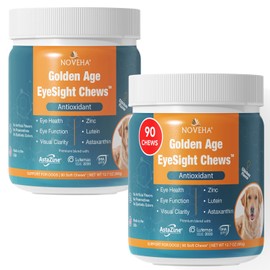NOVEHA 180 Chews Eye Supplement for Dogs - Vision Support with Lutein + Vitamin C & Astaxanthin Antioxidants - Dog Vitamins for Eyes + Fish Oil for Omega 3 EPA - Made in USA - 90 Soft Chews (2 Pack)