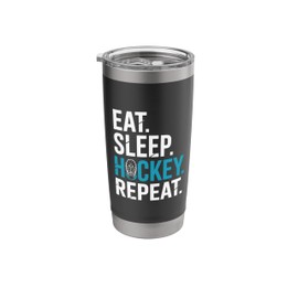 Eat Sleep Hockey Repeat Bold Mask Graphic Stainless Steel Insulated Tumbler