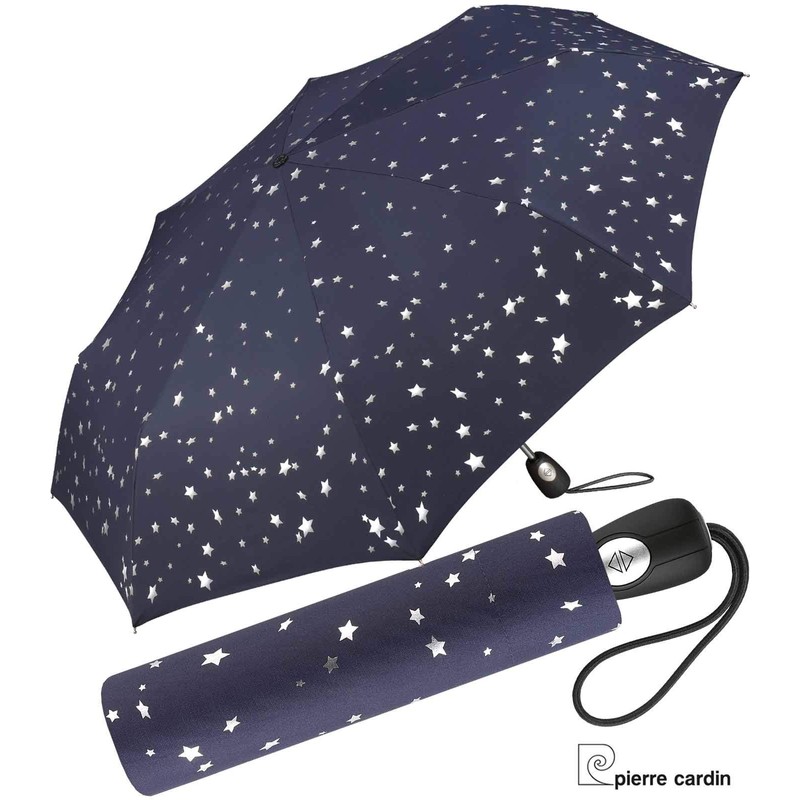Pierre Gardin Easymatic Light Etoile Metallique Pocket Umbrella, Silver Allover
