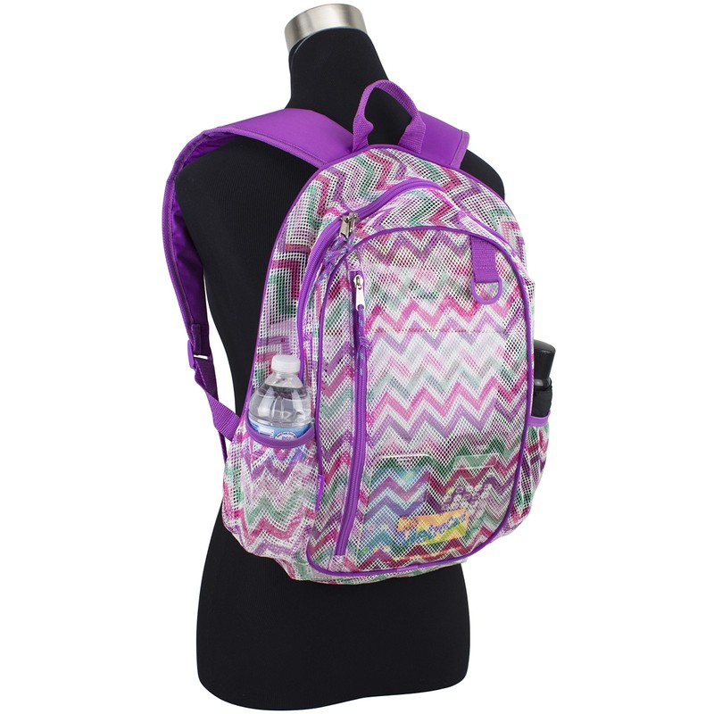 Eastsport Active Mesh Backpack with Padded Adjustable Straps, Spike Shevron/Grape