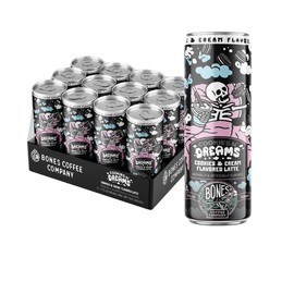 Bones Coffee Company Cookies N' Dreams Latte Flavored Coffee, Medium Roast Ready To Drink Iced Coffee in Can, 11 Fl Oz Can (12 Pack)
