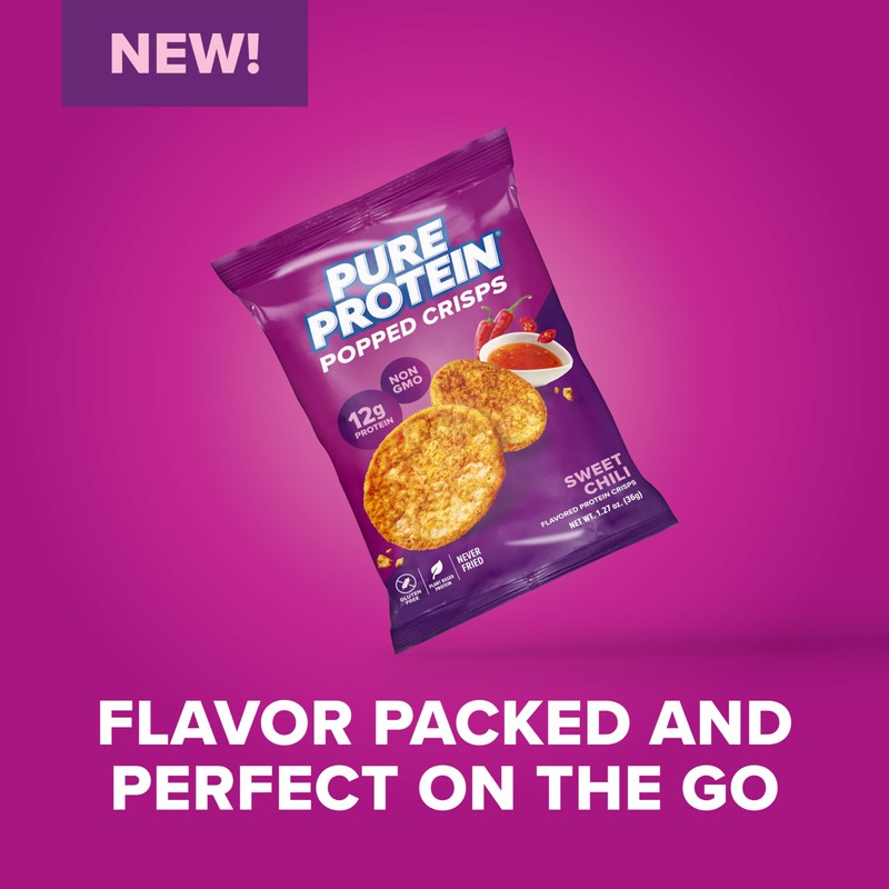 Pure Protein Popped Crisps, Sweet Chili, High Protein Snack, 12G