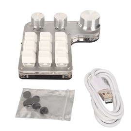 DIY Programmable Keyboard with RGB Light 9 Keys 3 Knobs Wired USB Wireless Bluetooth Mechanical Keyboard for Office White