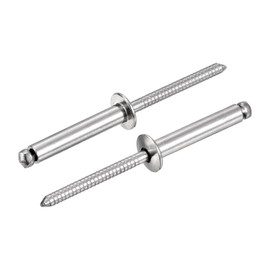 sourcing map 50Pcs 3/16"x1" 304 Stainless Steel Dome-Head Blind Rivets, Open-End Type Blind Rivets for DIY, Sheet Metal, Automotive Repairs, Furniture, Boat, and Duct Work (Silver)