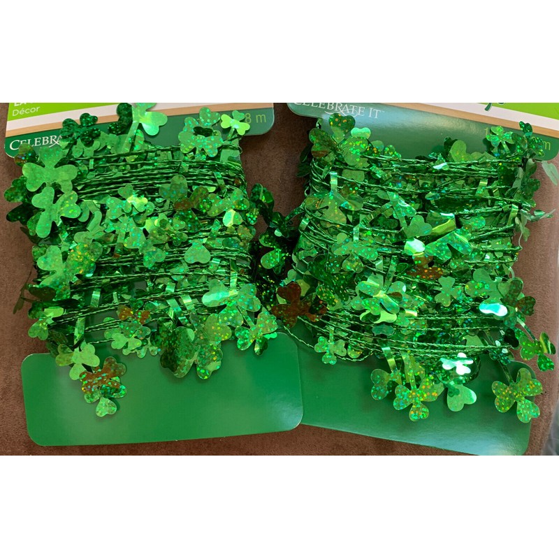 Decor ST. PATRICKS DAY SHIMMERING GREEN SHAMROCKS WIRE DECOR 2