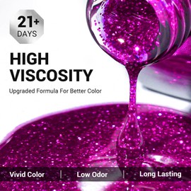 MelodySusie MelodySusie Hot Pink Glitter Gel Nail Polish,0.5fl oz Purple Shiny Soak Off UV LED Hot Pink Sparkle Glitter Gel Polish Gift for Women Nail Art Manicure Salon DIY Nail Design Decoration at Home-z026