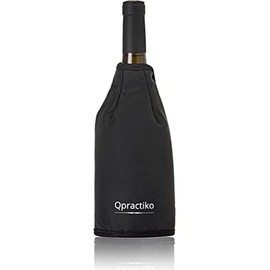Qpractiko - Elegant Wine and Champagne Gel Cooler, Quick Cooling in Minutes, Reusable and Environmentally Friendly, Vacuum Pump and Wine Ring Compatible, Black, Small, Nylon