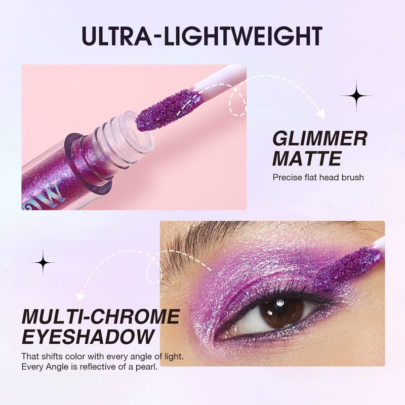 10 Pcs Liquid Glitter Eyeshadow Metallic Shimmer Glitter Eyeshadow Sweatproof