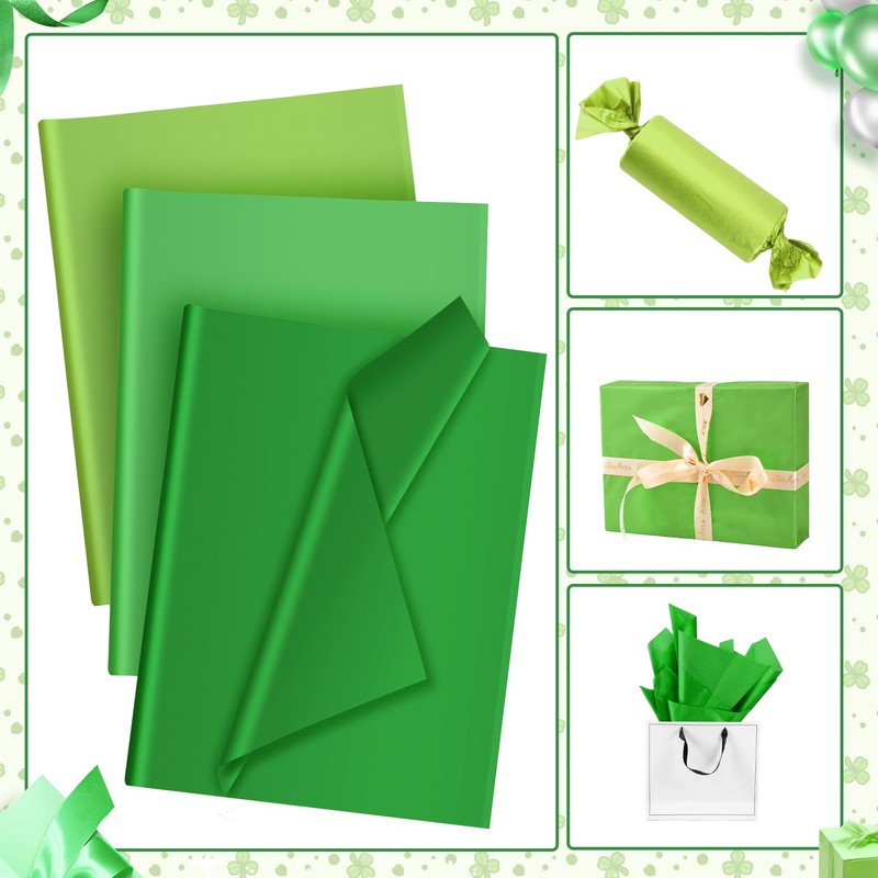 30 Sheets Green Tissue Paper for Packaging Gift Bags Decoration,
