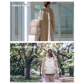 LIGHT FLIGHT Laptop Backpack for Women, 15.6 Inch Work Bag Business Backpack, Water Resistant Travel Bags Casual Daypacks for College, Large Backpacks for Travel, Champagne