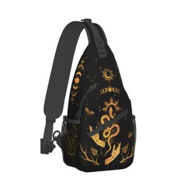 Moth Moon Crossbody Bags, Witchy Snakes Travel Crossbody Bags for Women, Moon Sun Sling Bag Gothic Hippie Mushroom Witch Gifts