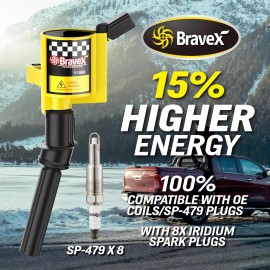 Bravex Ignition Coil Pack & Spark Plug SP479 for Ford F-150 F-250 4.6L 5.4L V8 DG508