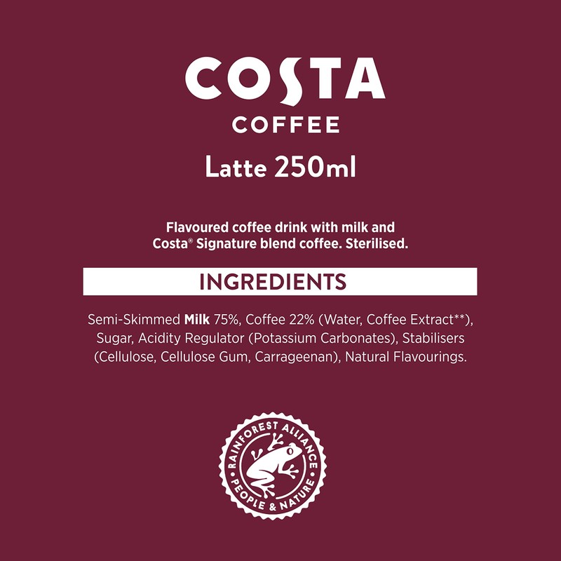 Costa Coffee Latte 4 x 250 ml