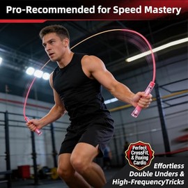 YUEDONG Adjustable Fitness Jump Rope with Transparent Handles, Dual Ball Bearings, Self-Locking Length Adjustment, Tangle-Free Skipping Rope for Women
