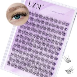 LZM Wimpern Extensions Cluster Lashes - C Curl Wimpern Einzeln 12mm Lash Clusters Wimpern Extensions Natürlich 144pcs Einzelne Wimpern Dünnes Band Wimpern Cluster Lashes Natürlich (YW-C-12MM)