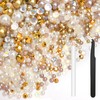 Bouiexye 80g Mix Flatback Pearls Champagne Gold Rhinestones for Clothes