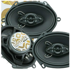 2X Gravity SGR574 300 Watts Peak Power Handling 6"x8" /5"x7" 4-Way Car Audio Speakers 4 Ohms Impedance 85dB Sensitivity Moisture Resistant Rubber Surround