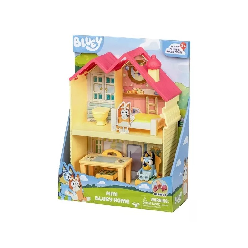 Bluey Mini Home Playset Casa Compacta Figura Bluey Color Amarillo