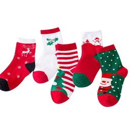 LITOON Christmas Socks Children Socks Christmas Kid Socks for Kid Boy Girl 5 Pairs (M(4-6 years))