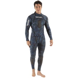 SEAC M.Lungo Blue Sea Man One-Piece Diving Wetsuit, 1.5 mm, Blue Camo, Large