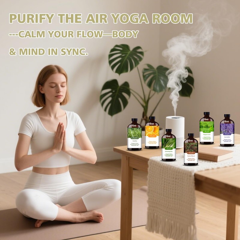 Aromatherapy Essential Oil Set - 6 Bottles × 120ml Lavender,