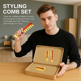 Flomiara Mens Hair Styling Set Hair Combs Wide Tooth Texture Quiff Pompadour Undercut Suitable for All Kinds of Men's Hairstyles Vintage Suitable for Home Hairdressers