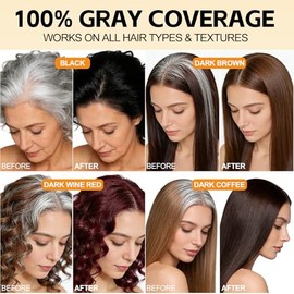 Yocisku- Tinte para cabello color café oscuro, champú para teñir el cabello para hombres y mujeres, champú para teñir el cabello 3 en 1 seguro y natur