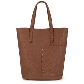 Montana West Small Bucket Purses for Women Small Top Handle Purses Satchel Handbags with Zipper Pouch 2 in 1 Cosmetic Bag Set MWC-562BR