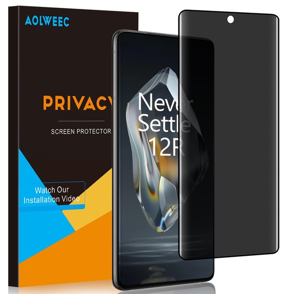 AOLWEEC For OnePlus 12R Privacy Screen Protector, Anti-Spy 3D Curve