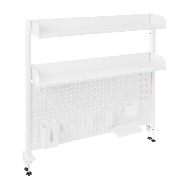 MARTEXBUY Clamp On Desk Organizer Shelf, Pegboard Multipurpose Countertop Desk