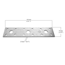 Flat Connecting Joining Plate Galvanised Heavy Duty Metal Steel Sheet 5.91"x 1.38"x 0.1" (150 x 35 x 2.5mm) Pack of 10pcs