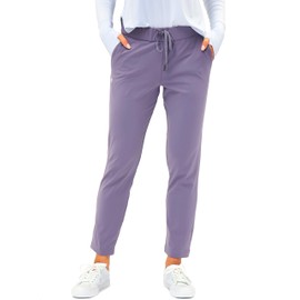G Gradual Women's Pants with Deep Pockets 7/8 Stretch Sweatpants for Women Athletic, Golf, Lounge, Work (Purple, Large)