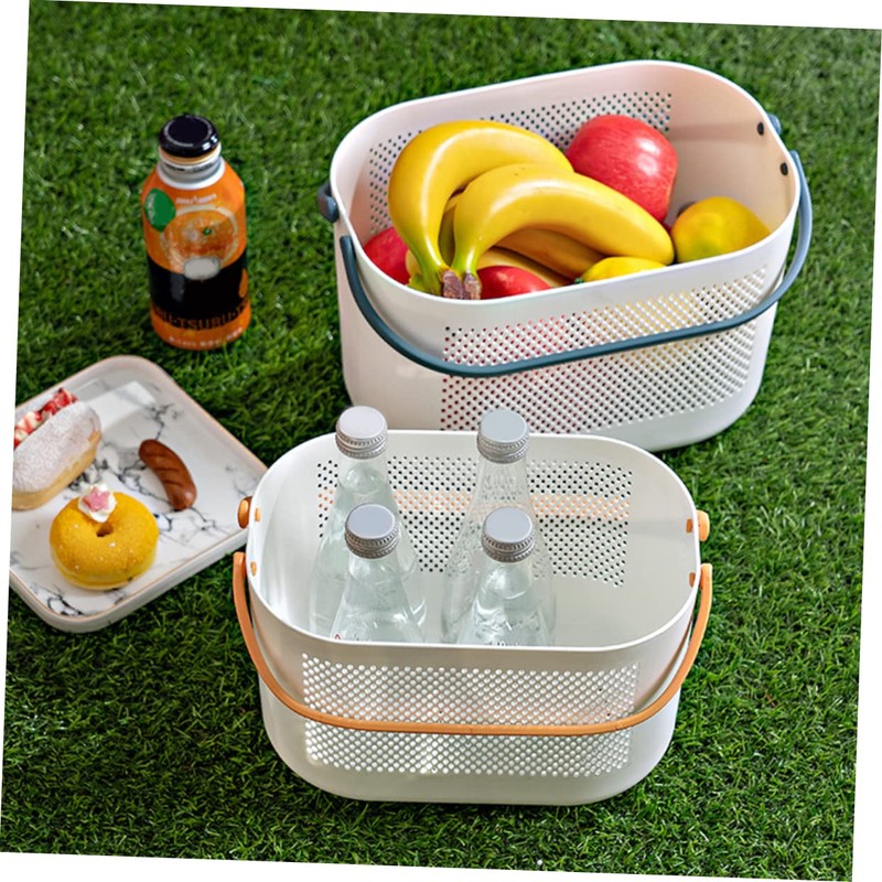 ABOOFAN Plastic Storage Basket with Handles Ventilated Organizer for Bathroom