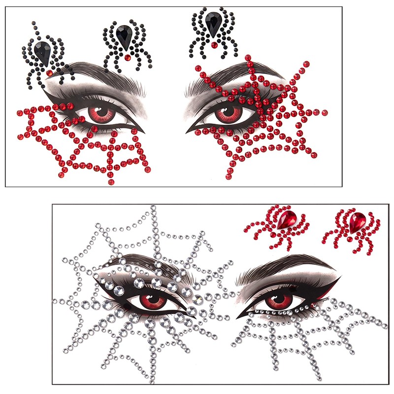 Halloween Face Gems Spider Web Rhinestone Stickers for Women