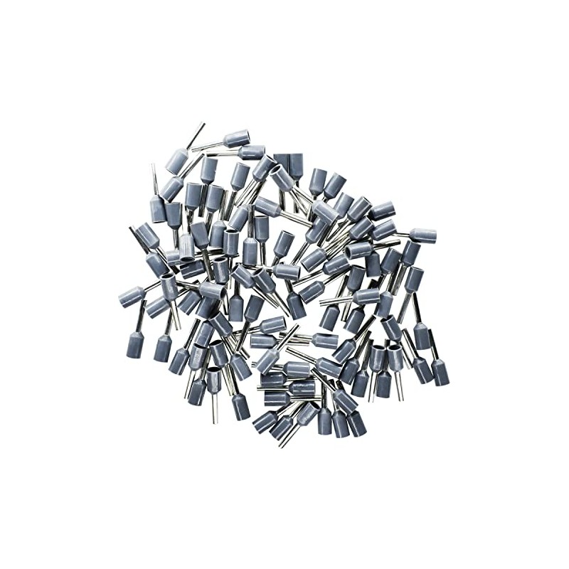 Wire End Ferrules 0.75 mm² Grey Insulated Pack of 100