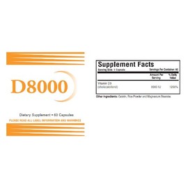 Natural Living High Potency Vitamin D3 8000 IU 60 Capsules 1 Bottle