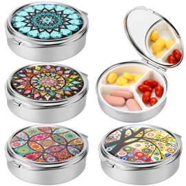 4 Stück Pillendose mit Spiegel – Reise Pillendose aus Metall mit 3 Fächer Medikamentendose – Kompakte Kleine Pillenspender für Geldbörse, Handtasche & Unterwegs – Langlebig & Praktisch