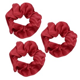 3 Pcs Red Scrunchie, Premium Satin Hair Scrunchies, Elastic Red Hair Band Traceless Cute Rope Elastic Ties Wristband Ponytail Accessory, for Long FineThick Curly Thick Curly Women and Girls