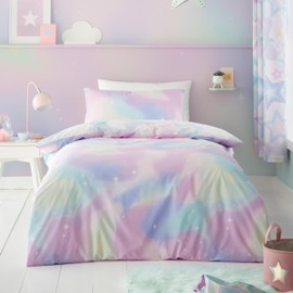 Catherine Lansfield Ombre Stars Reversible Single Duvet Cover Set with Pillowcase White